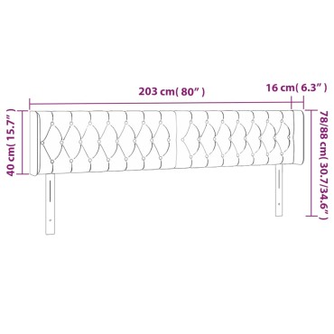 vidaXL Κεφαλάρι Κρεβατιού LED Σκούρο Πράσινο 203x16x78/88cm Βελούδινο 1 τεμ.