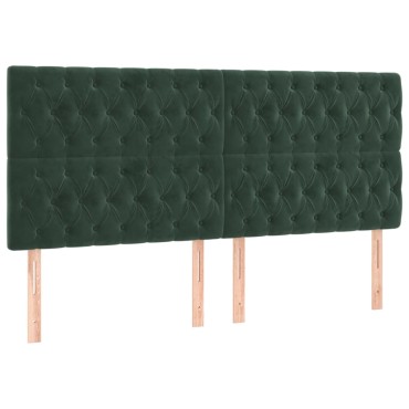 vidaXL Κρεβάτι Boxspring με Στρώμα Σκούρο Πράσινο 200x200εκ. Βελούδινο
