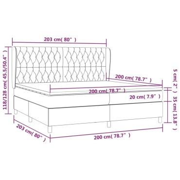 vidaXL Κρεβάτι Boxspring με Στρώμα Σκούρο Πράσινο 200x200εκ. Βελούδινο