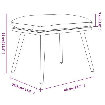 vidaXL Υποπόδιο Μαύρο 45x29,5x35cm Ύφασμα & Συνθετικό Δέρμα 1 τεμ.