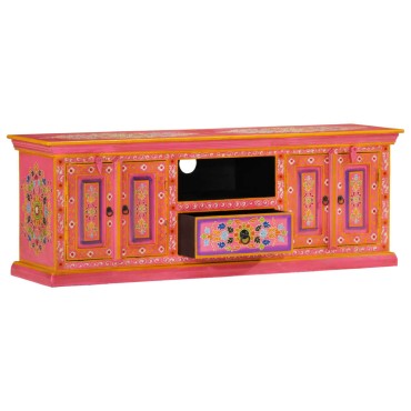 vidaXL Έπιπλο Τηλεόρασης Ροζ 110x30x40cm από Μασίφ Ξύλο Μάνγκο