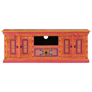 vidaXL Έπιπλο Τηλεόρασης Ροζ 110x30x40cm από Μασίφ Ξύλο Μάνγκο