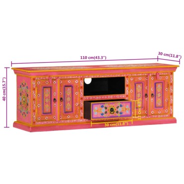 vidaXL Έπιπλο Τηλεόρασης Ροζ 110x30x40cm από Μασίφ Ξύλο Μάνγκο