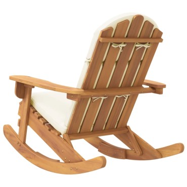 vidaXL Καρέκλα Κουνιστή Adirondack με Μαξιλάρια από Μασίφ Ξύλο Ακακίας 75x105x90cm 1 τεμ.