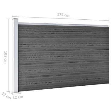 vidaXL Σετ Πάνελ Περίφραξης Μαύρο 526x105cm από WPC