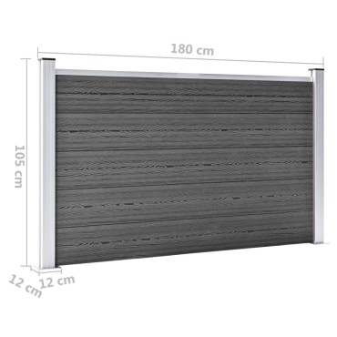 vidaXL Σετ Πάνελ Περίφραξης Μαύρο 526x105cm από WPC
