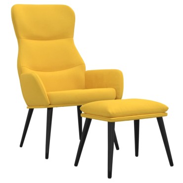vidaXL Πολυθρόνα Relax Κίτρινη Μουσταρδί Υφασμάτινη με Σκαμπό 70x77x94cm 1 τεμ.