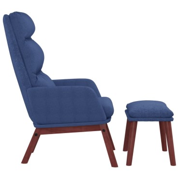 vidaXL Πολυθρόνα Relax Μπλε Υφασμάτινη με Σκαμπό 70x77x98cm 1 τεμ.