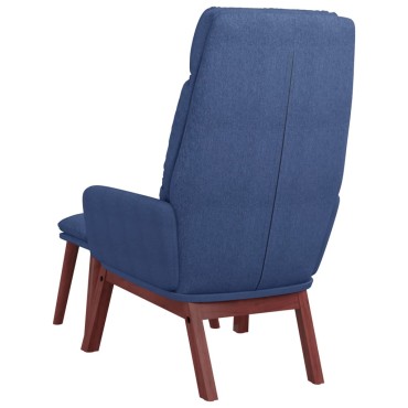 vidaXL Πολυθρόνα Relax Μπλε Υφασμάτινη με Σκαμπό 70x77x98cm 1 τεμ.