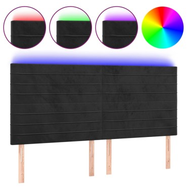 vidaXL Κεφαλάρι Κρεβατιού LED Μαύρο 160x5x118/128cm Βελούδινο 1 τεμ.