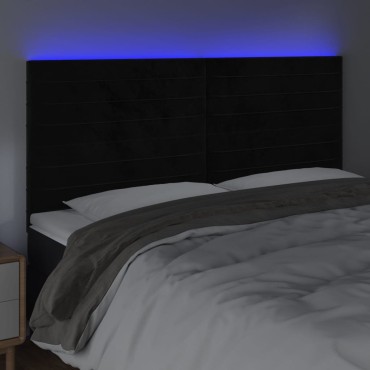 vidaXL Κεφαλάρι Κρεβατιού LED Μαύρο 160x5x118/128cm Βελούδινο 1 τεμ.