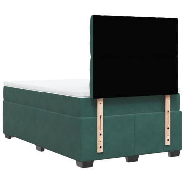 vidaXL Κρεβάτι Boxspring με Στρώμα Σκούρο Πράσινο 120x190εκ. Βελούδινο