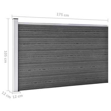vidaXL Σετ Πάνελ Περίφραξης Μαύρο 872x105cm από WPC