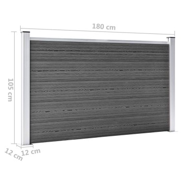 vidaXL Σετ Πάνελ Περίφραξης Μαύρο 872x105cm από WPC