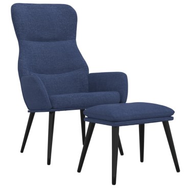 vidaXL Πολυθρόνα Relax Μπλε Υφασμάτινη με Σκαμπό 70x77x94cm 1 τεμ.