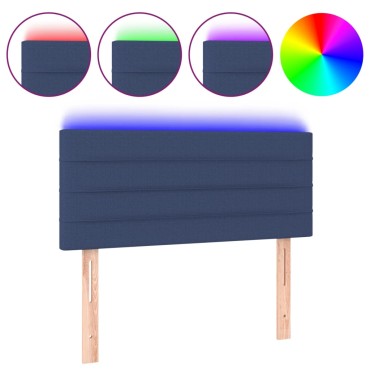 vidaXL Κεφαλάρι Κρεβατιού LED Μπλε 90x5x78/88cm Υφασμάτινο 1 τεμ.