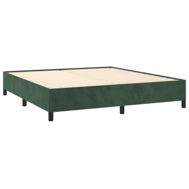 vidaXL Κρεβάτι Boxspring με Στρώμα Σκούρο Πράσινο 180x200εκ. Βελούδινο