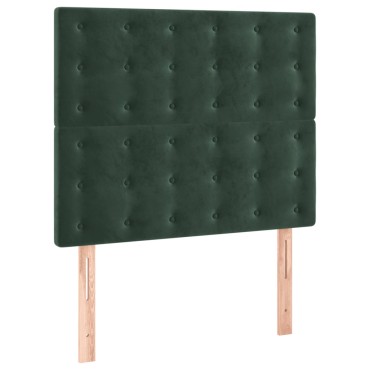 vidaXL Κρεβάτι Boxspring με Στρώμα Σκούρο Πράσινο 90x200 εκ. Βελούδινο