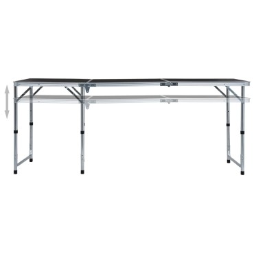 vidaXL Τραπέζι Κάμπινγκ Πτυσσόμενο Γκρι 180 x 60 εκ. Αλουμινίου