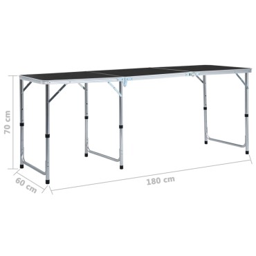 vidaXL Τραπέζι Κάμπινγκ Πτυσσόμενο Γκρι 180 x 60 εκ. Αλουμινίου