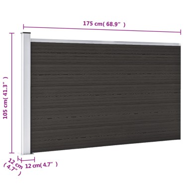 vidaXL Πάνελ Περίφραξης Μαύρο 175 x 105 εκ. από WPC