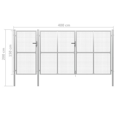 vidaXL Πόρτα Περίφραξης Κήπου Ασημί 400 x 150 εκ. Ατσάλινη