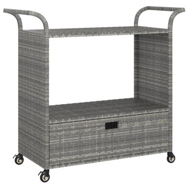vidaXL Τρόλεϊ Μεταφοράς με Συρτάρι Γκρι 100x45x97cm Συνθετικό Ρατάν 1 τεμ.