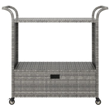vidaXL Τρόλεϊ Μεταφοράς με Συρτάρι Γκρι 100x45x97cm Συνθετικό Ρατάν 1 τεμ.