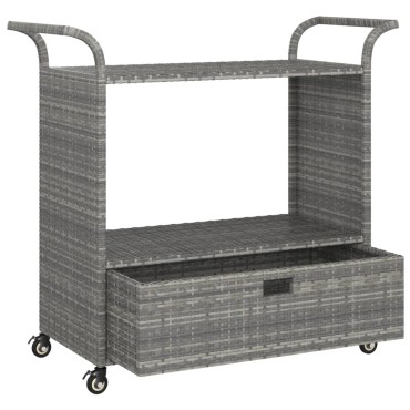 vidaXL Τρόλεϊ Μεταφοράς με Συρτάρι Γκρι 100x45x97cm Συνθετικό Ρατάν 1 τεμ.