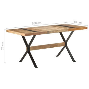 vidaXL Τραπεζαρία 160x80x76cm από Ακατέργαστο Ξύλο Μάνγκο 1 τεμ.