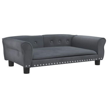 vidaXL Κρεβάτι Σκύλου Σκούρο Γκρι 95 x 55 x 30 εκ. Βελούδινο