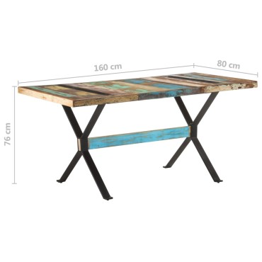 vidaXL Τραπεζαρία 160x80x76cm από Μασίφ Ανακυκλωμένο Ξύλο 1 τεμ.
