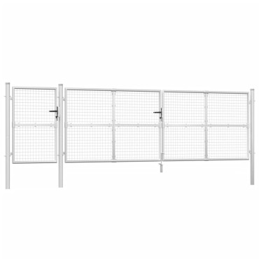vidaXL Πόρτα Περίφραξης με Πλέγμα Ασημί 500 x 175 εκ. Γαλβαν. Χάλυβας
