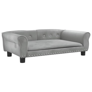 vidaXL Κρεβάτι Σκύλου Ανοιχτό Γκρι 95 x 55 x 30 εκ. Βελούδινο