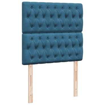 vidaXL Κρεβάτι Boxspring με Στρώμα Σκούρο Μπλε 90x200 εκ. Βελούδινο