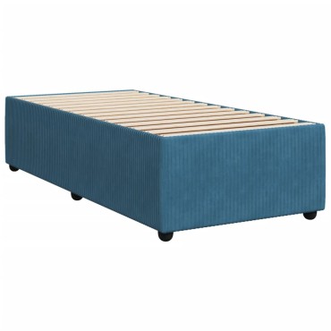 vidaXL Κρεβάτι Boxspring με Στρώμα Σκούρο Μπλε 90x200 εκ. Βελούδινο
