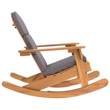 vidaXL Καρέκλα Κουνιστή Adirondack με Μαξιλάρια από Μασίφ Ξύλο Ακακίας 75x105x90cm 1 τεμ.