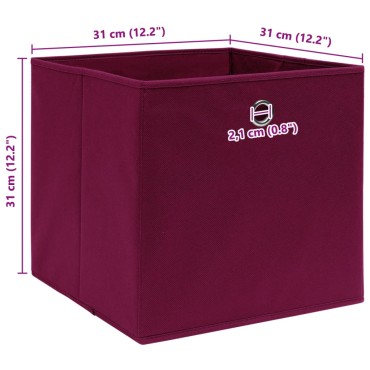 vidaXL Κουτιά Αποθήκευσης 4 τεμ. Κόκκινα 32 x 32 x 32 εκ. Υφασμάτινα