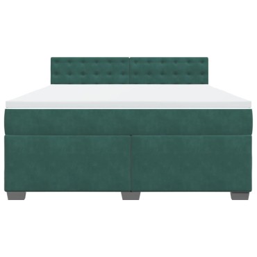 vidaXL Κρεβάτι Boxspring με Στρώμα Σκούρο Πράσινο 180x200εκ. Βελούδινο