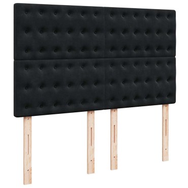 vidaXL Οθωμανικό κρεβάτι με στρώματα Μαύρο 140x190cm Βελούδο