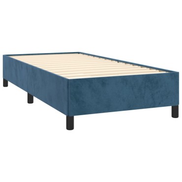 vidaXL Κρεβάτι Boxspring με Στρώμα Σκούρο Μπλε 90x200 εκ. Βελούδινο