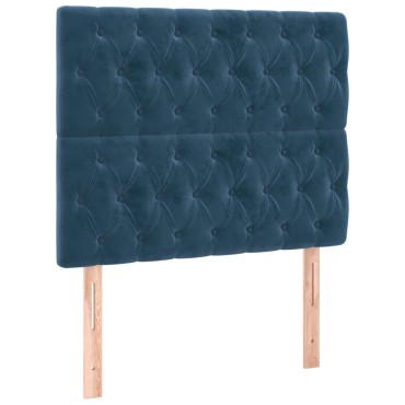 vidaXL Κρεβάτι Boxspring με Στρώμα Σκούρο Μπλε 90x200 εκ. Βελούδινο