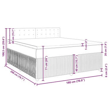 vidaXL Κρεβάτι Boxspring με Στρώμα Σκούρο Πράσινο 180x200εκ. Βελούδινο