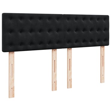 vidaXL Οθωμανικό κρεβάτι με στρώμα & LEDs Μαύρο 140x190cm Velvet