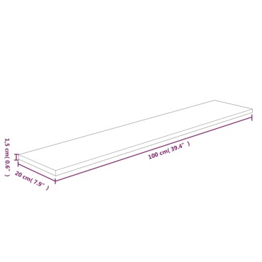 vidaXL Ράφι 100x20x1,5cm από Ακατέργαστο Μασίφ Ξύλο Δρυός 1 τεμ.