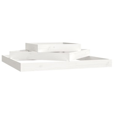 vidaXL Ζαρντινιέρα Λευκή 112 x 112 x 27 εκ. από Μασίφ Ξύλο Πεύκου