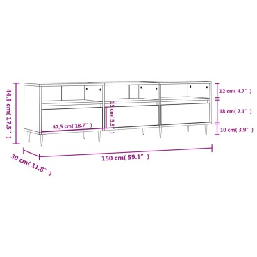 vidaXL Έπιπλο Τηλεόρασης Καφέ Δρυς 150x30x44,5cm Επεξεργασμένο Ξύλο