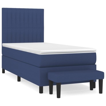 vidaXL Κρεβάτι Boxspring με Στρώμα Μπλε 80x200 εκ. Υφασμάτινο