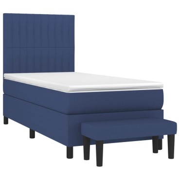 vidaXL Κρεβάτι Boxspring με Στρώμα Μπλε 80x200 εκ. Υφασμάτινο