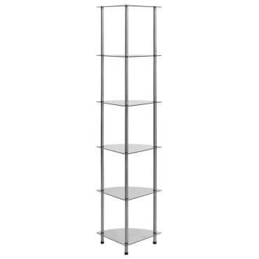 vidaXL Ραφιέρα 6 Επιπέδων Διαφανής 30x30x160cm από Ψημένο Γυαλί 1 τεμ.